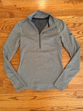 Nike Gray Heather Quarter-Zip Dri-FIT Top